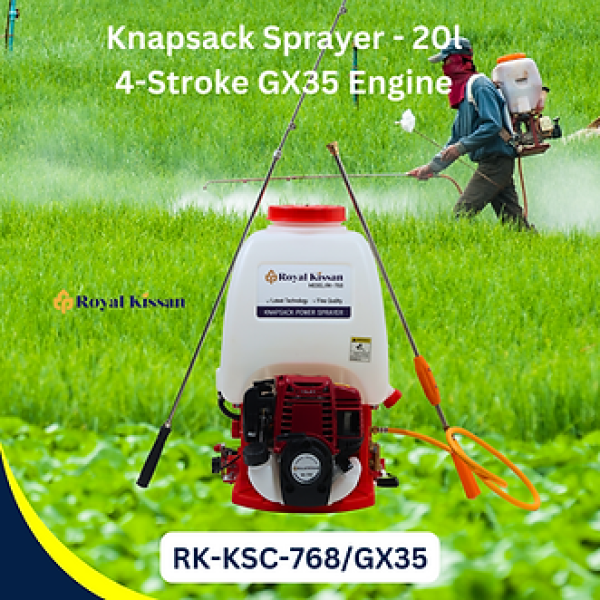 Royal Kissan Knapsack Power Sprayer – 4-Stroke GX35 Engine (7000 RPM) with 20 L Tank