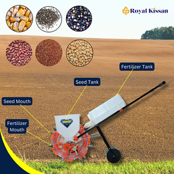 Royal Kissan Adjustable Hand Operated Manual Seeder & Fertilizer – Double Barrel