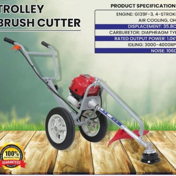 Royal Kissan HP 4-Stroke Heavy-Duty Petrol Hand Grass Cutter with Brush Wheels (BC-360W) - Petrol